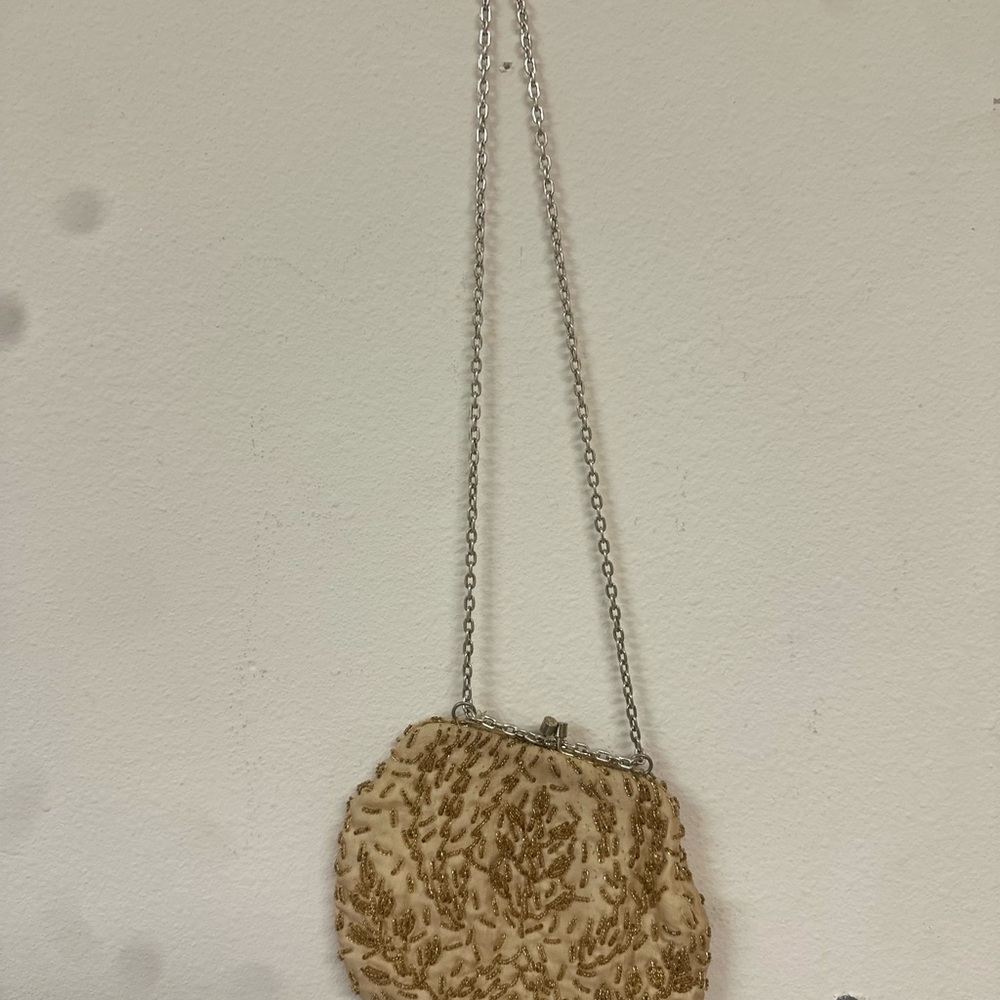 Vintage Beaded Handbag, Retro Beaded Evening Bag or Purse, Golden Yellow